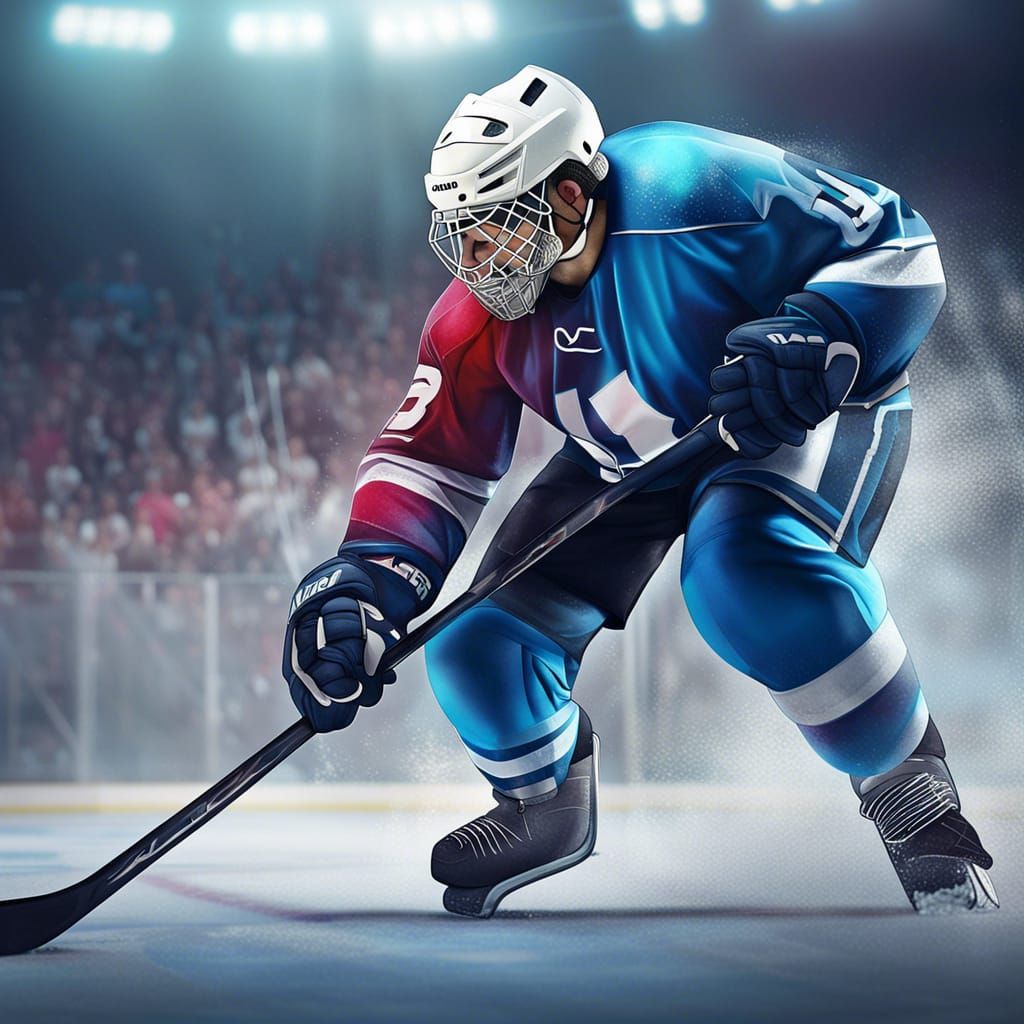 ice hockey player trending on artstation, digital art, award-winning photograph, masterpiece