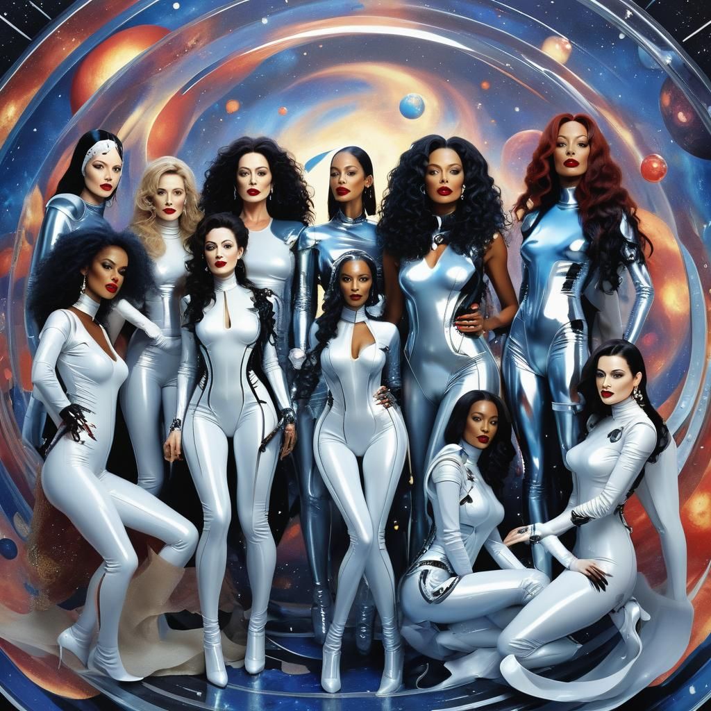 Cosmic Women in Candy Art Style