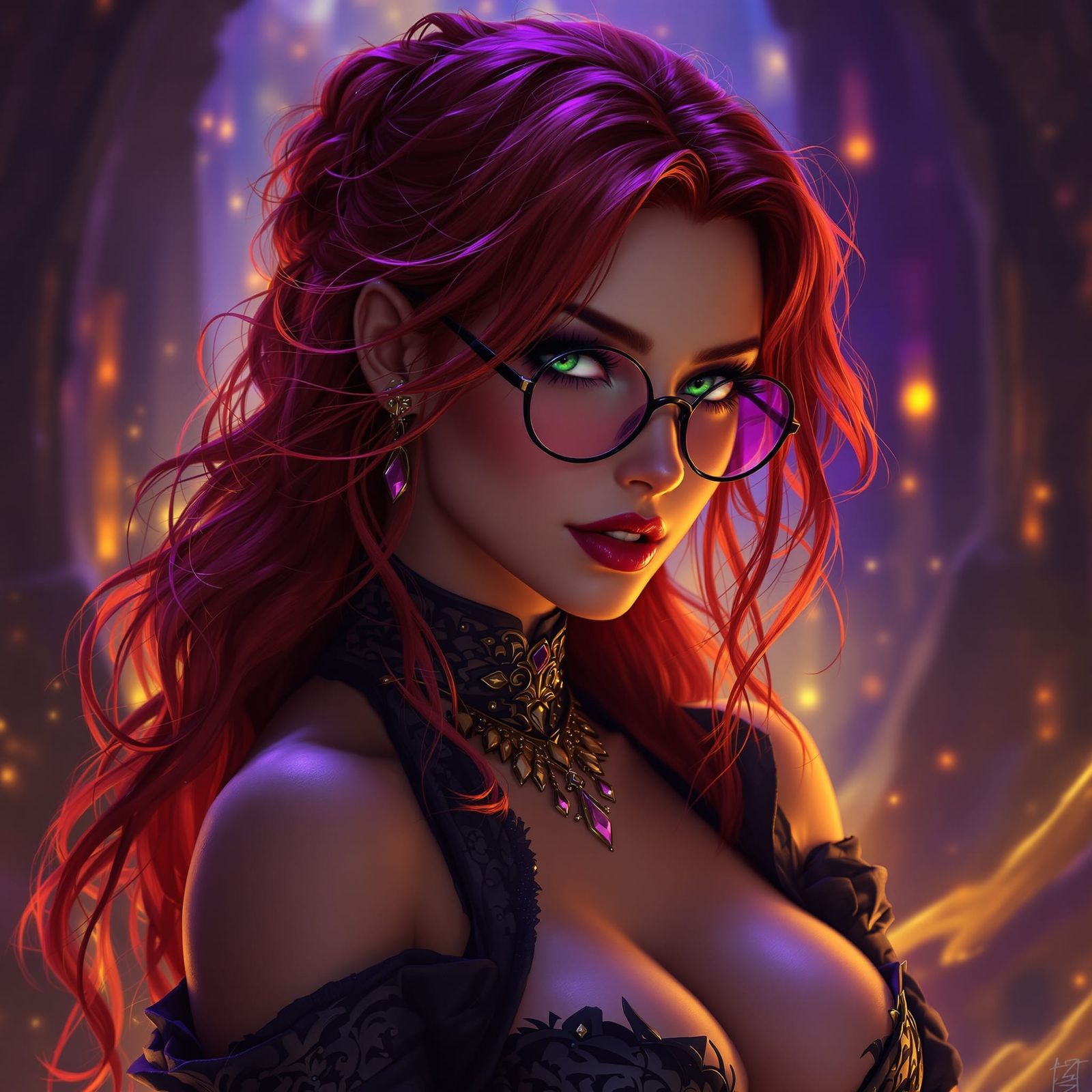 Red Haired Woman in Dark Fantasy Style