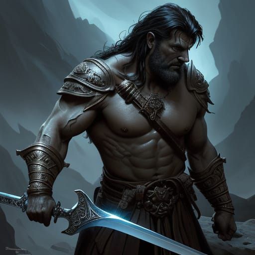 Legendary Sword in Stone, Epic Fantasy Art