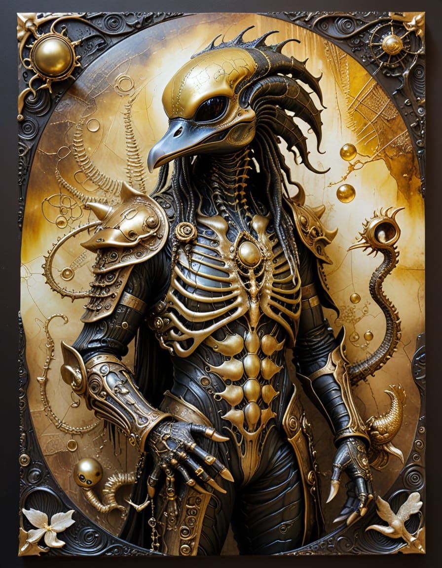 Xenomorph Pirate in Surrealist Painting Style