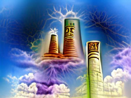 Futuristic Towers of Power and Life Energy