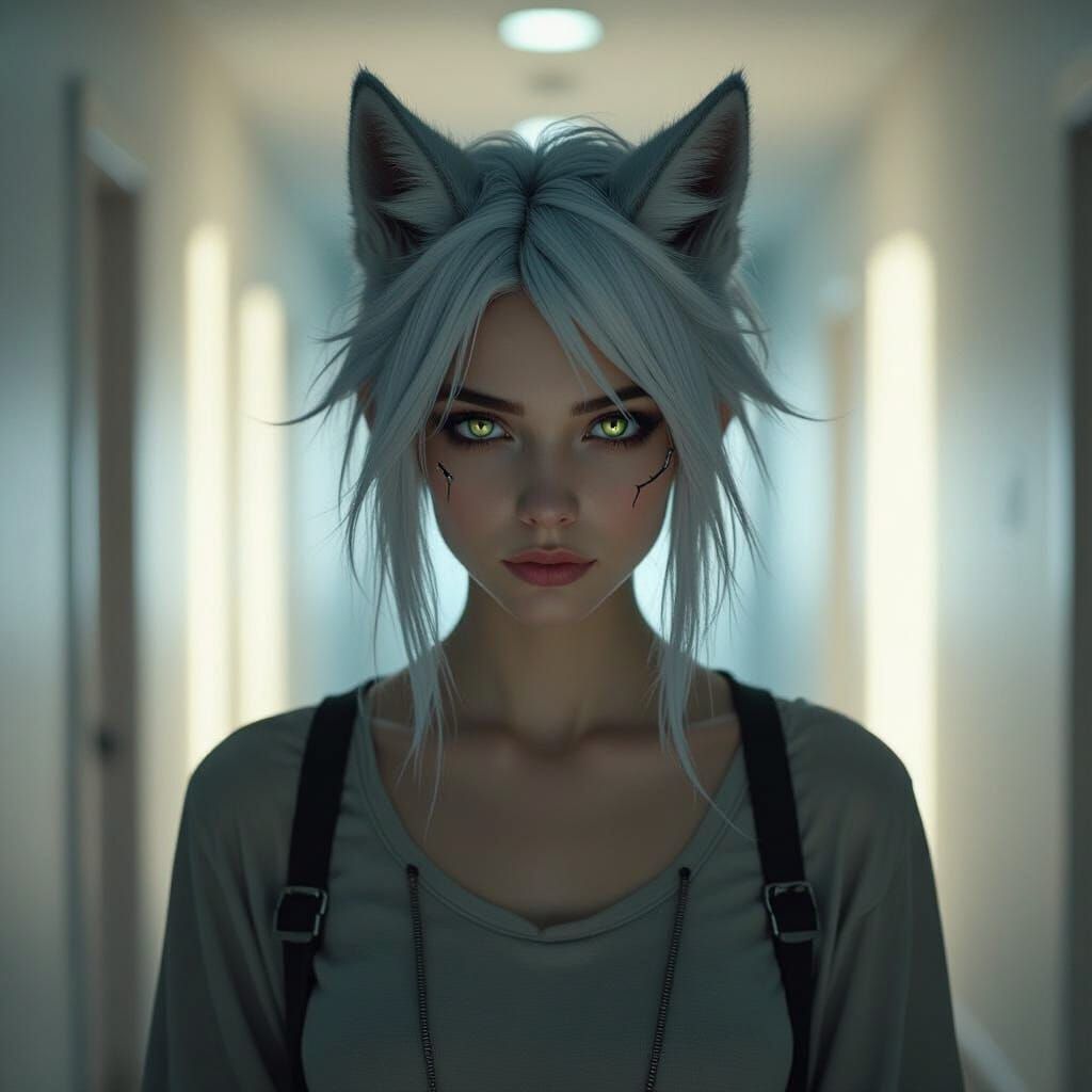 Enigmatic Wolf-Humanoid in Moody Cinematic Lighting