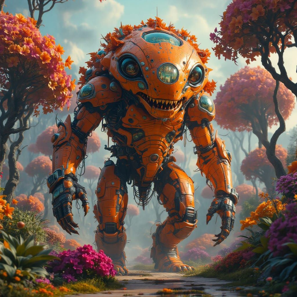 Hybrid Creature and Fire Aliens in Otherworldly Forest