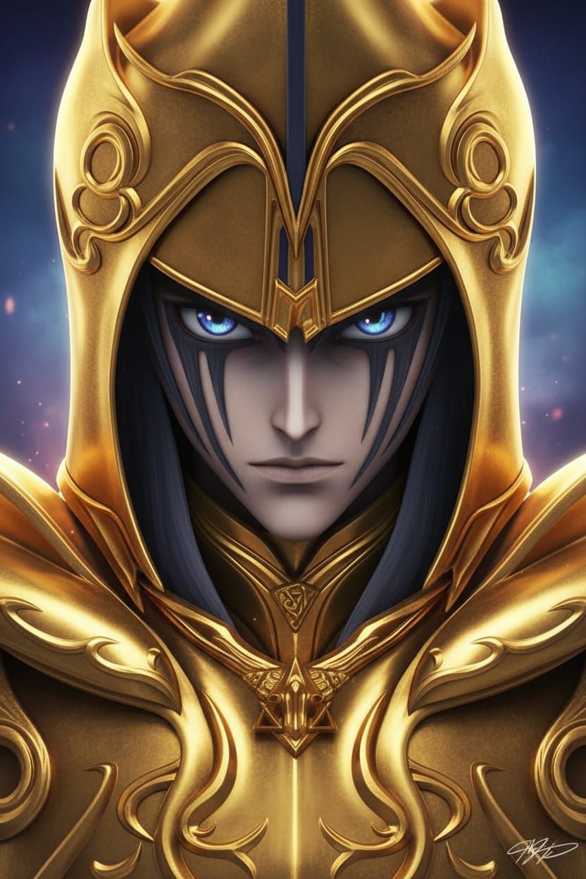 Alucard in Golden Armor, Anime Style