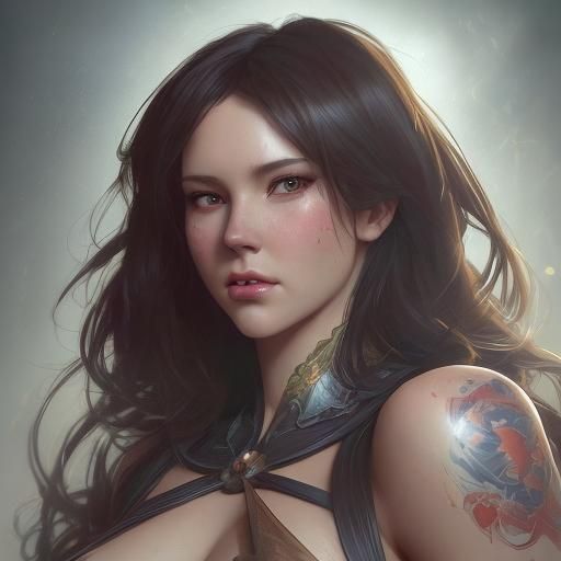 Detailed Pin-Up Portrait in Art Nouveau Style