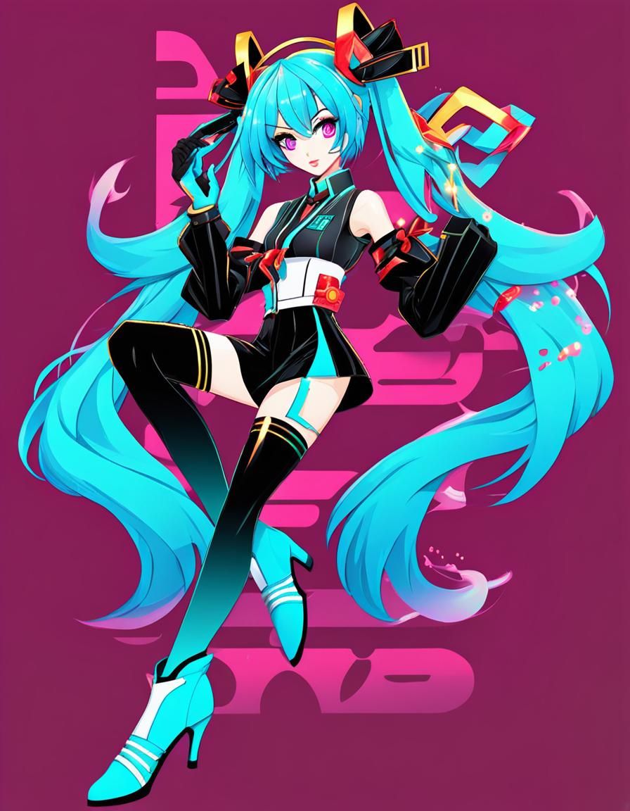 Stylized Miku Character in Contemporary Anime Style
