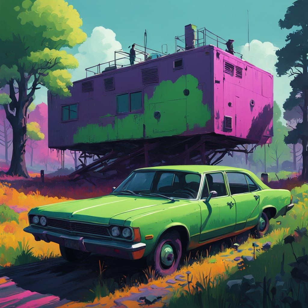 Vibrant Dreamlike Scene in Digital Art Style