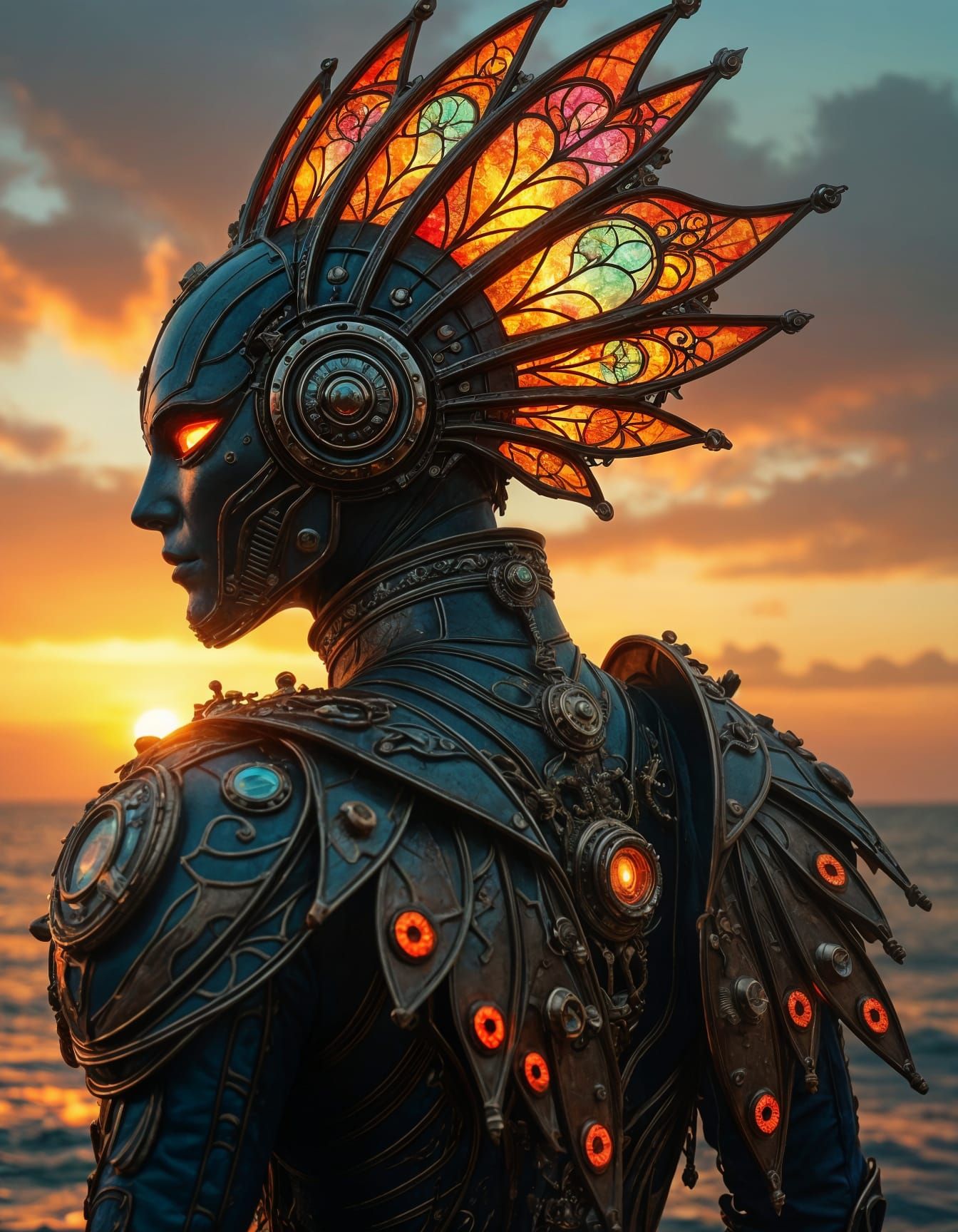 Steampunk Cyberpunk Ocean Man with Ornate Fins