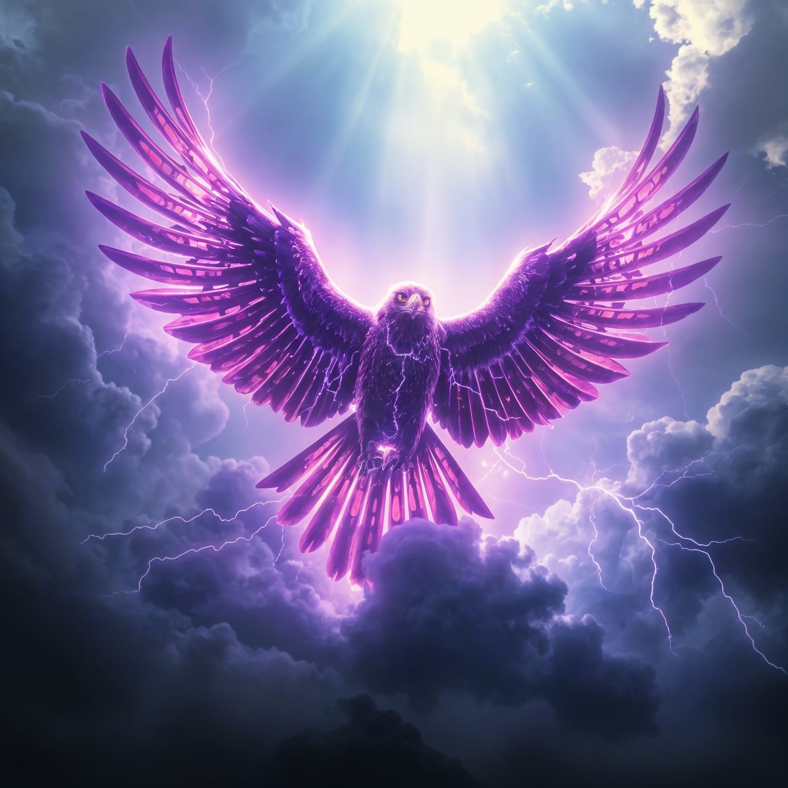 Divine Falcon Made of Purple Lightning