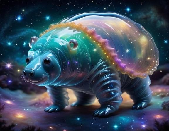 Bioluminescent Tardigrade in Starry Galaxy