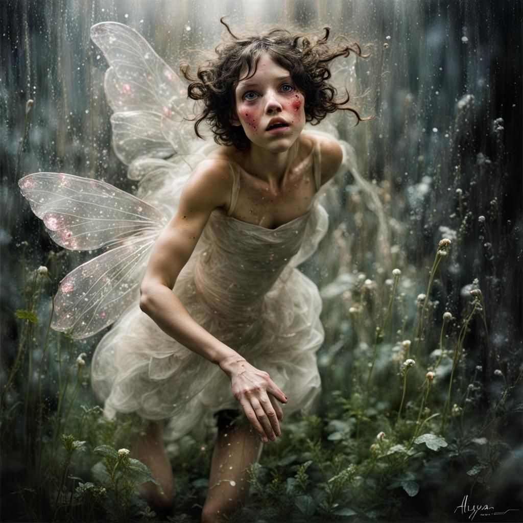 Mysterious Fairy Caught in Rainy Moment