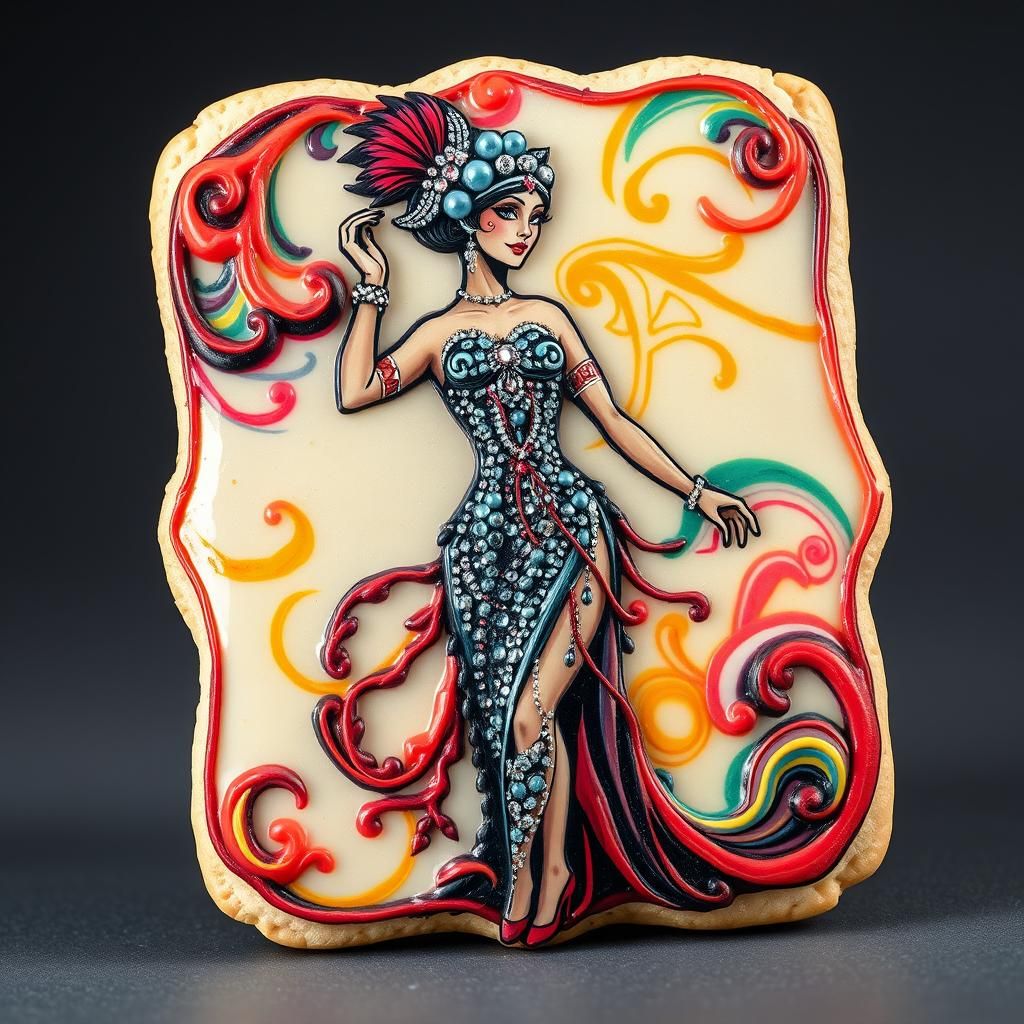 Ornate Sugar Cookie with Burlesque Dancer, Digital Art