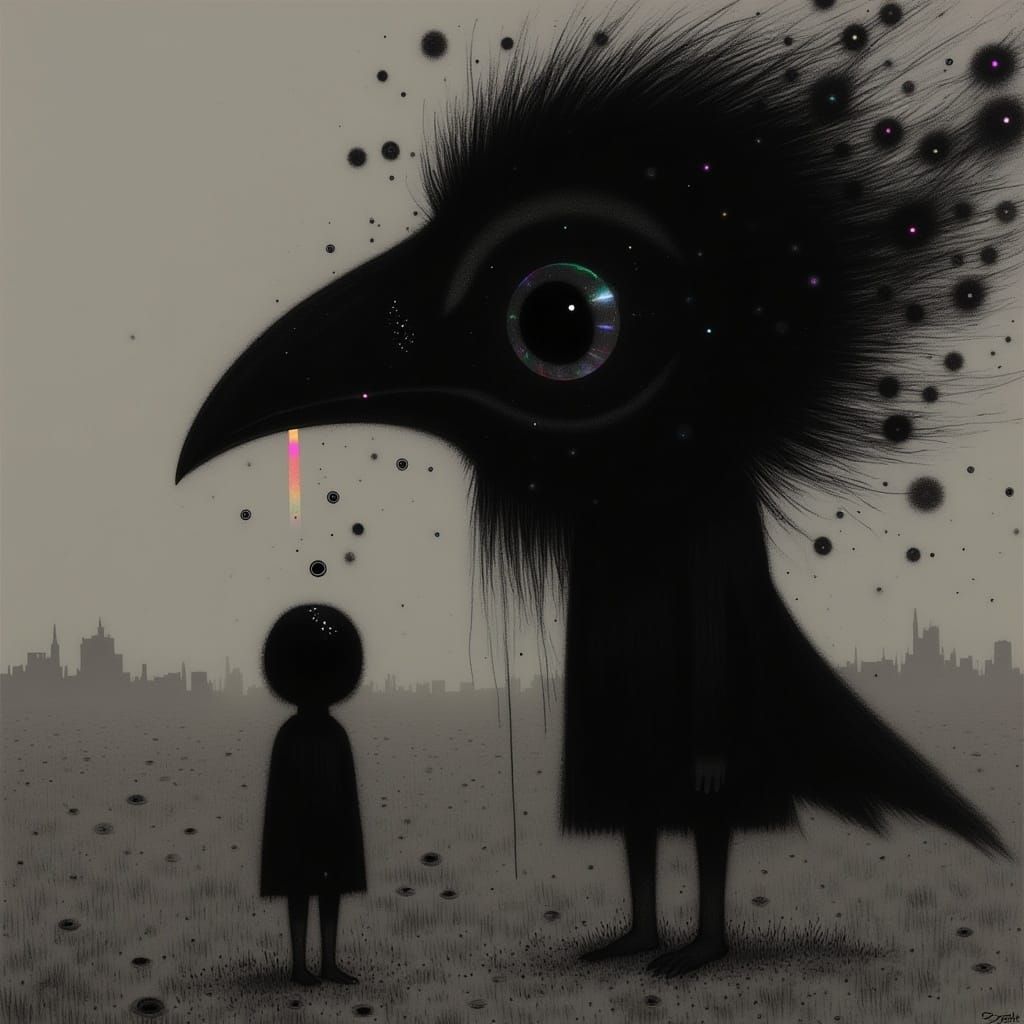 Raven Scout Attacks in Dark Surreal Style