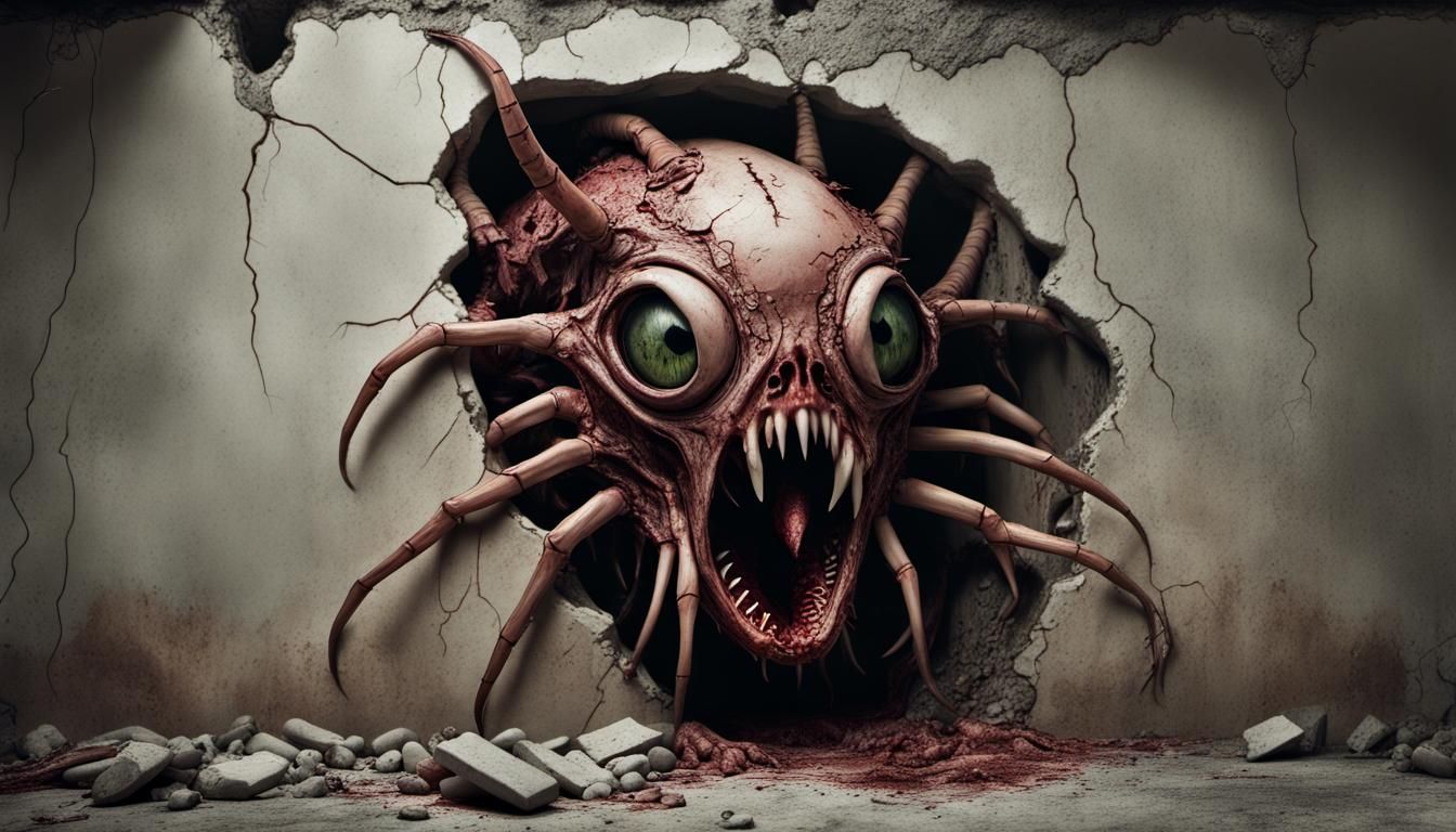 Horrific Insectoid Carcass Emerges from Wall