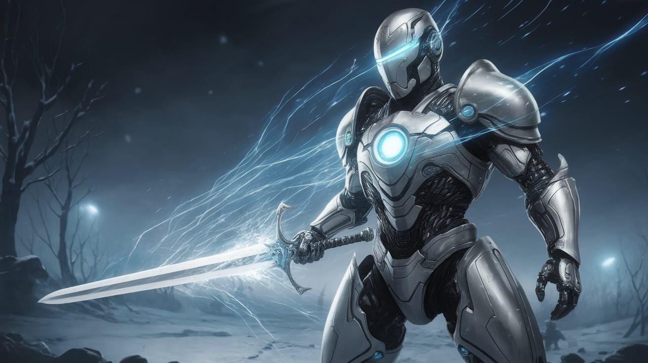 Cybernetic Knight in Hyper Real Winter Battle