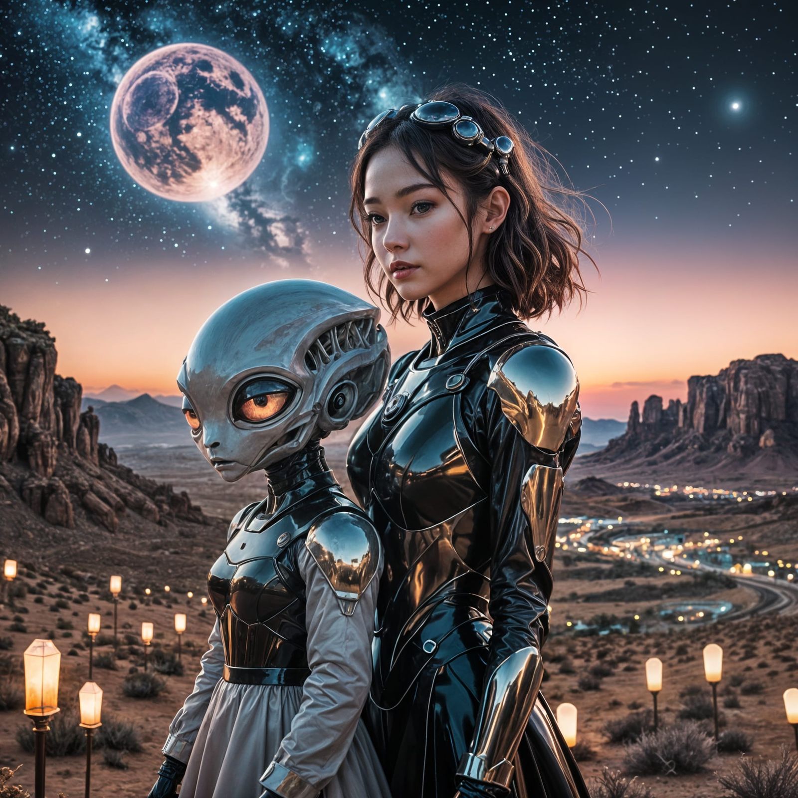 Romantic Date with Cute Alien Girl: Professional Photo
