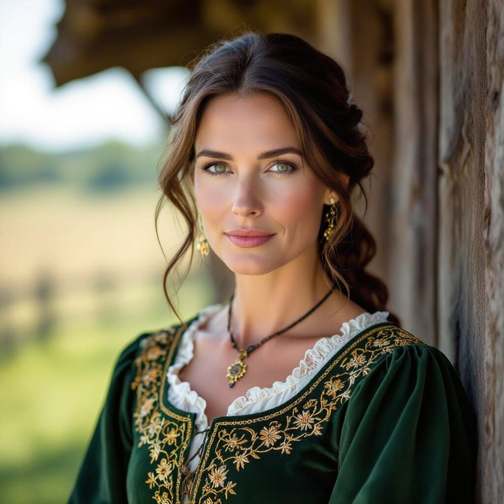 Medieval Seneschal Portrait with Golden Embroidery