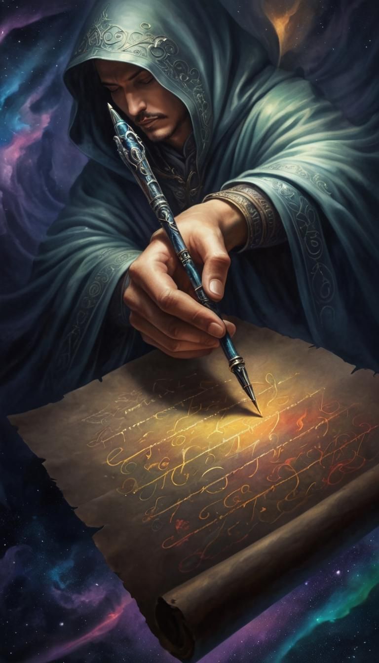 Mystic Writer: Surreal Hand Guides Rainbow Quill