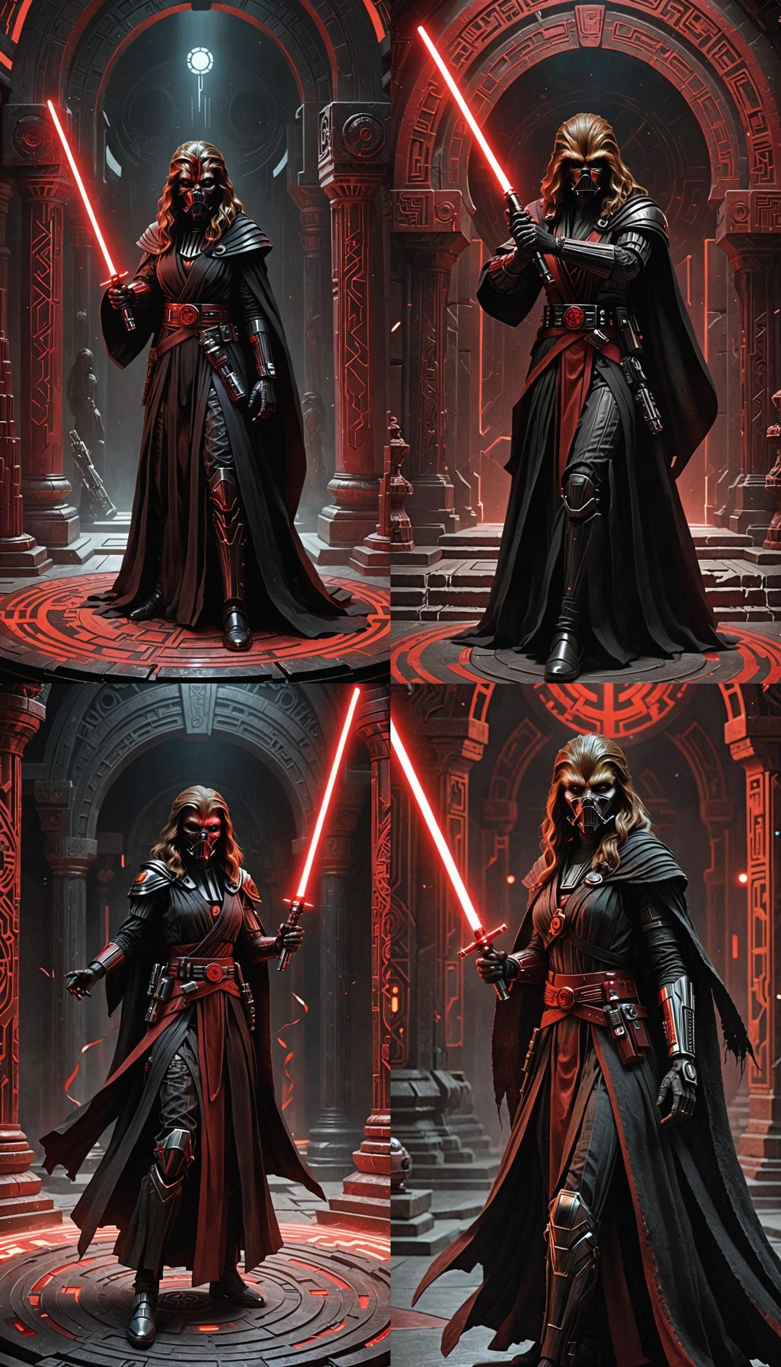 Sith Wookiee God with Red Lightsaber