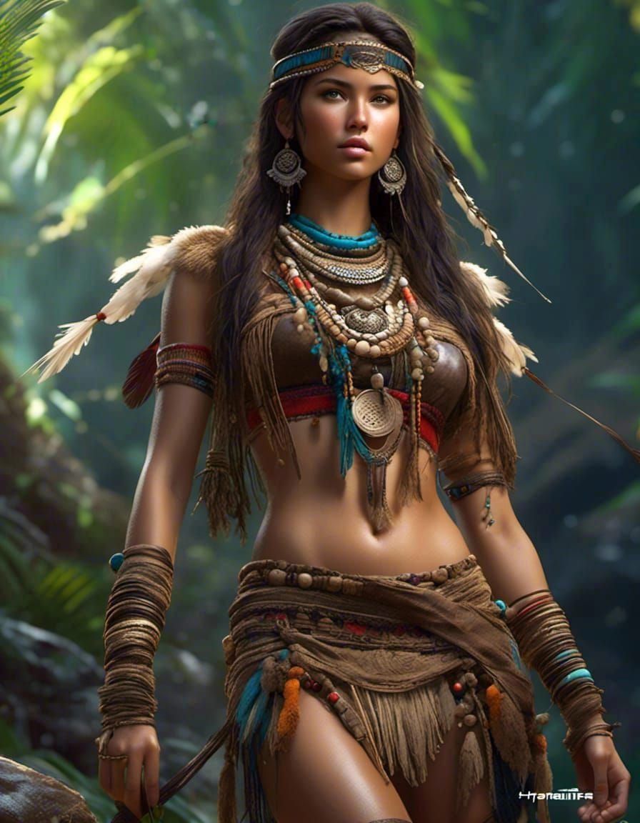 <lora:Beautify:1.0> gorgeous brunette female tribal girl , Havasupai clothing, brunette hair, beautiful, alluring, prett...
