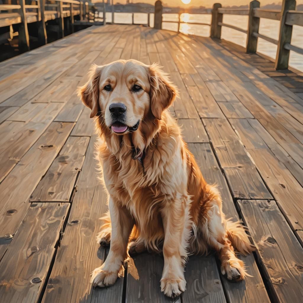Golden Retriever Portrait in Golden Hour Light