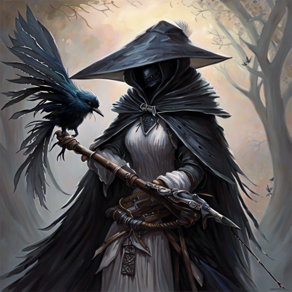 Female Kenku Archer in Ethereal Fantasy Style
