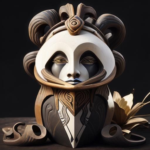 Art Nouveau Cave Painting of Grieving Figure