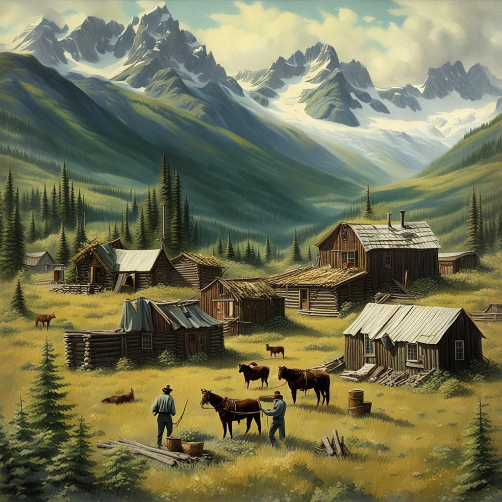 Alaskan Homesteaders 1957 in Detailed Matte Painting