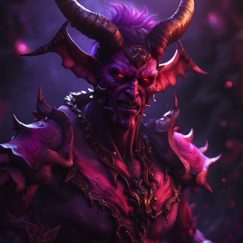 Hyperdetailed Demon in Pink Dress Concept Art