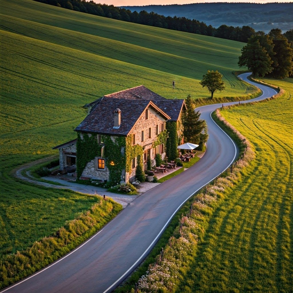 Rustic Countryside Hotel Basks in Golden Light