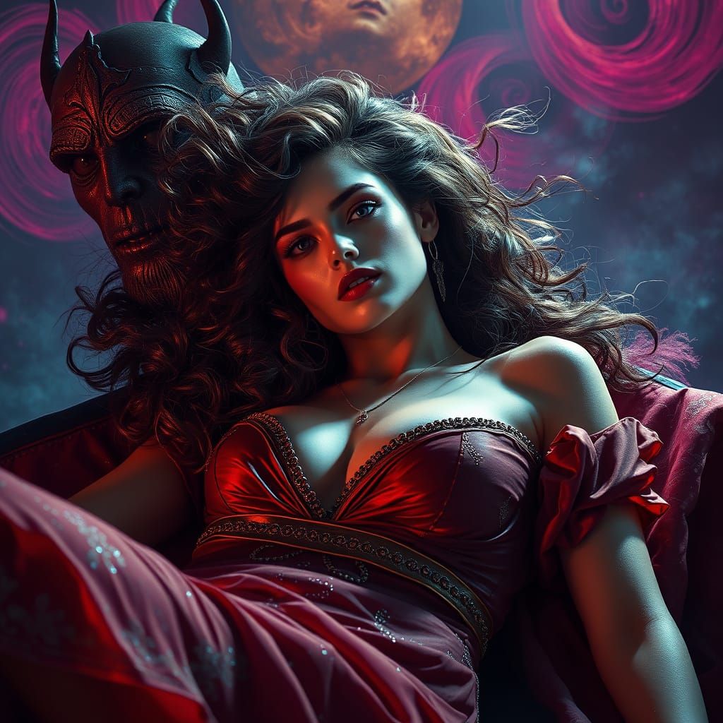 Sultry Goddess Basks in Crepuscular Radiance