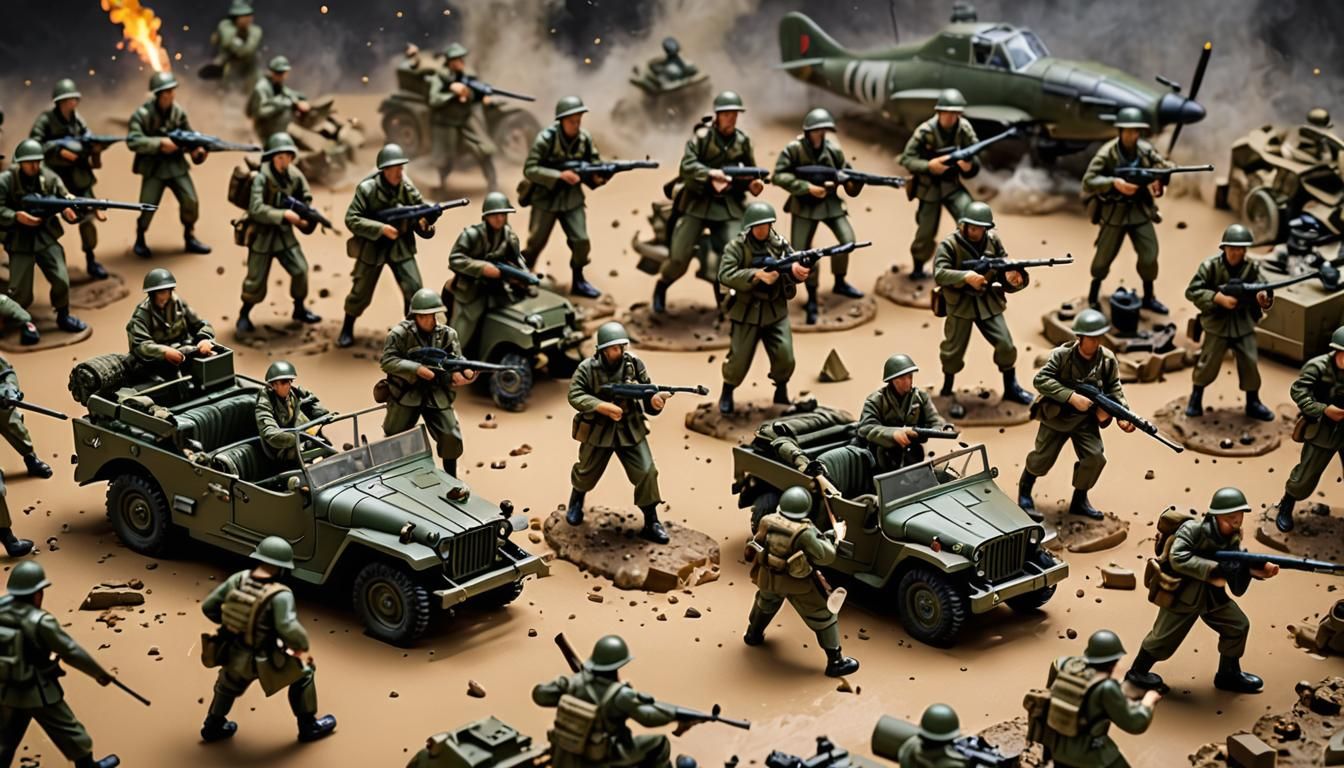 WWII Action Figures Battle Royale in Luminism Photography
