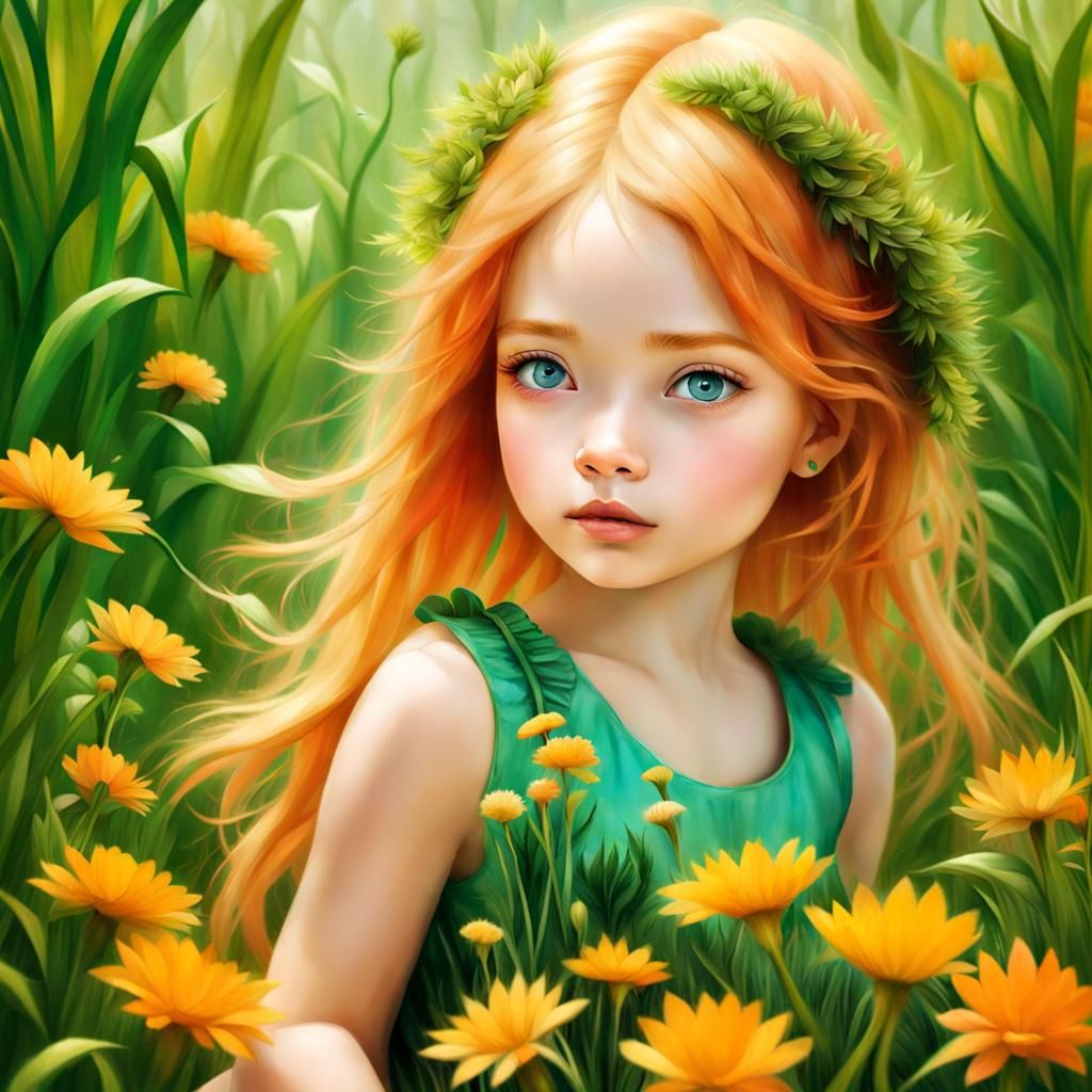 Luminous Child in a Surreal Garden