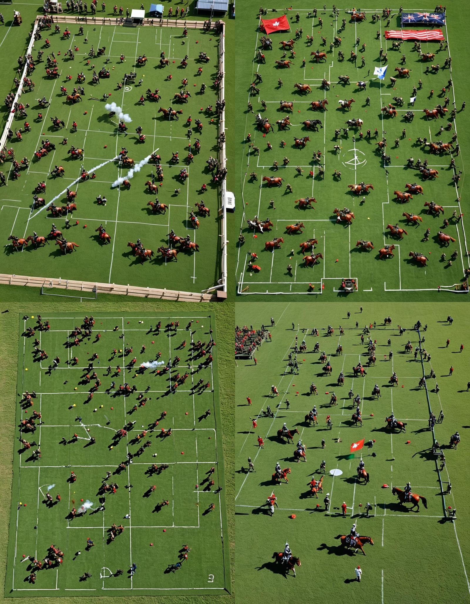 Life-Size Risk Game on Football Field with Horses