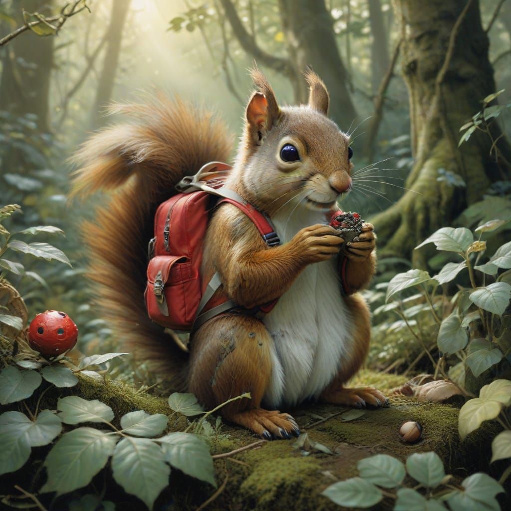 Squirrel in Whimsical Nike Sneaker Scene