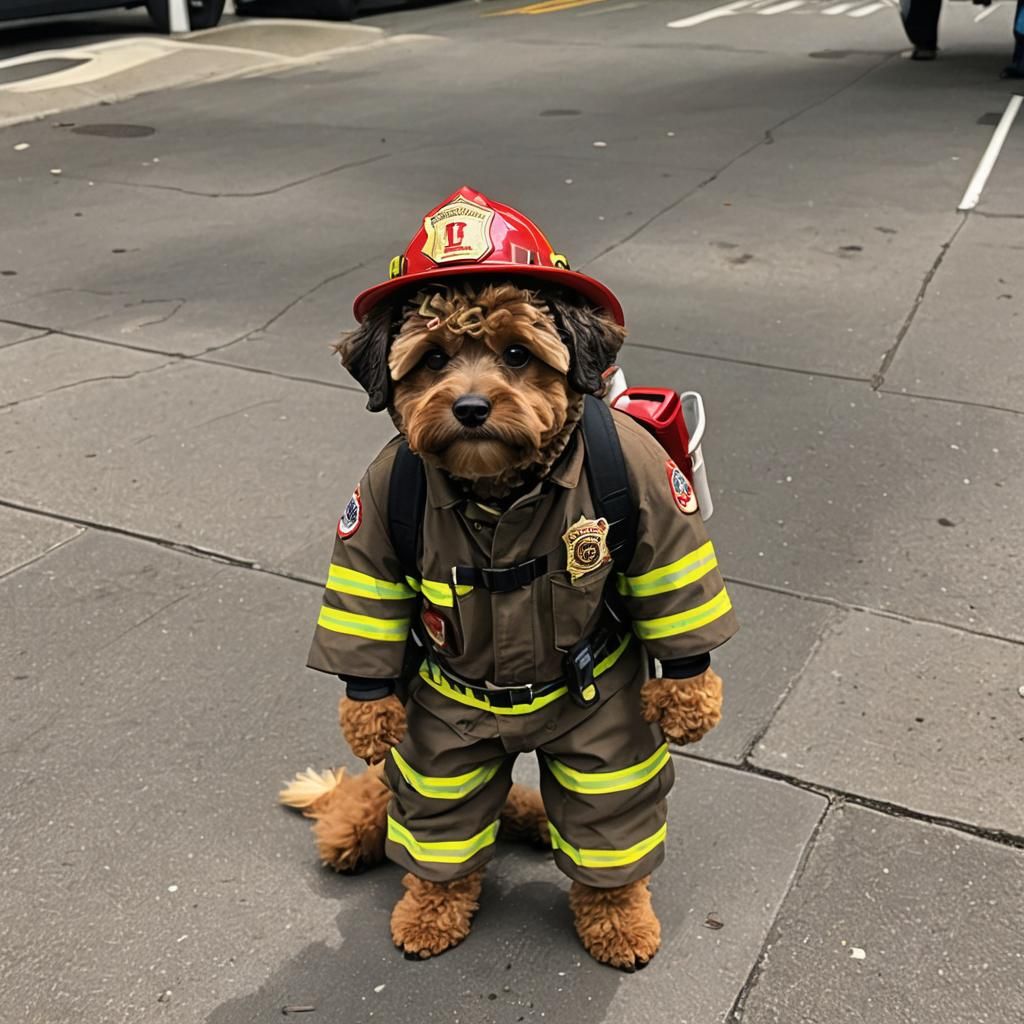 Multipoo Dog as a Firefighter