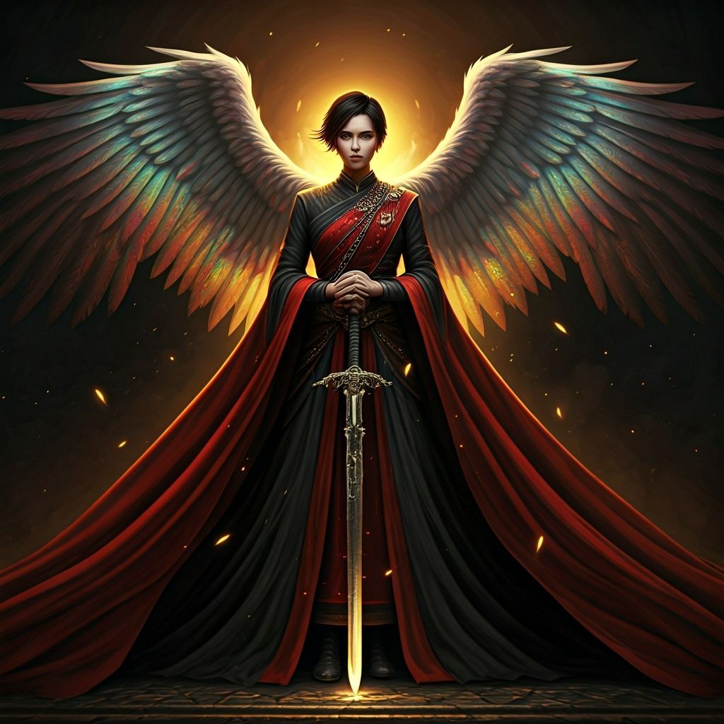 Thai Warrior Angel With Four Iridescent Wings