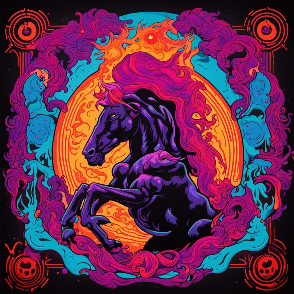 Centaur in Black Light Fantasy Style