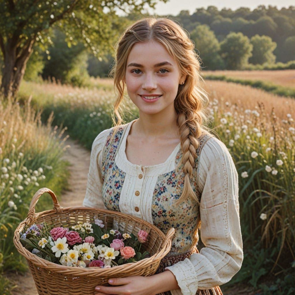 Impressionist Woman Portrait in Rural Landscape