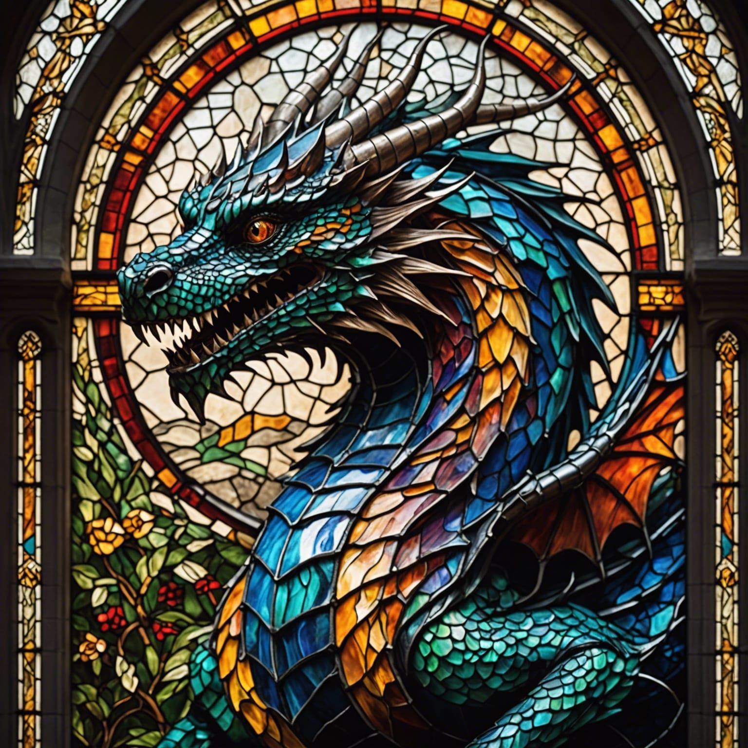 Stained Glass Dragon: Hyperrealistic and Intricate