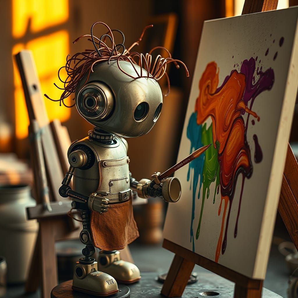 Robot Painter Creates Swirling Oil Painting