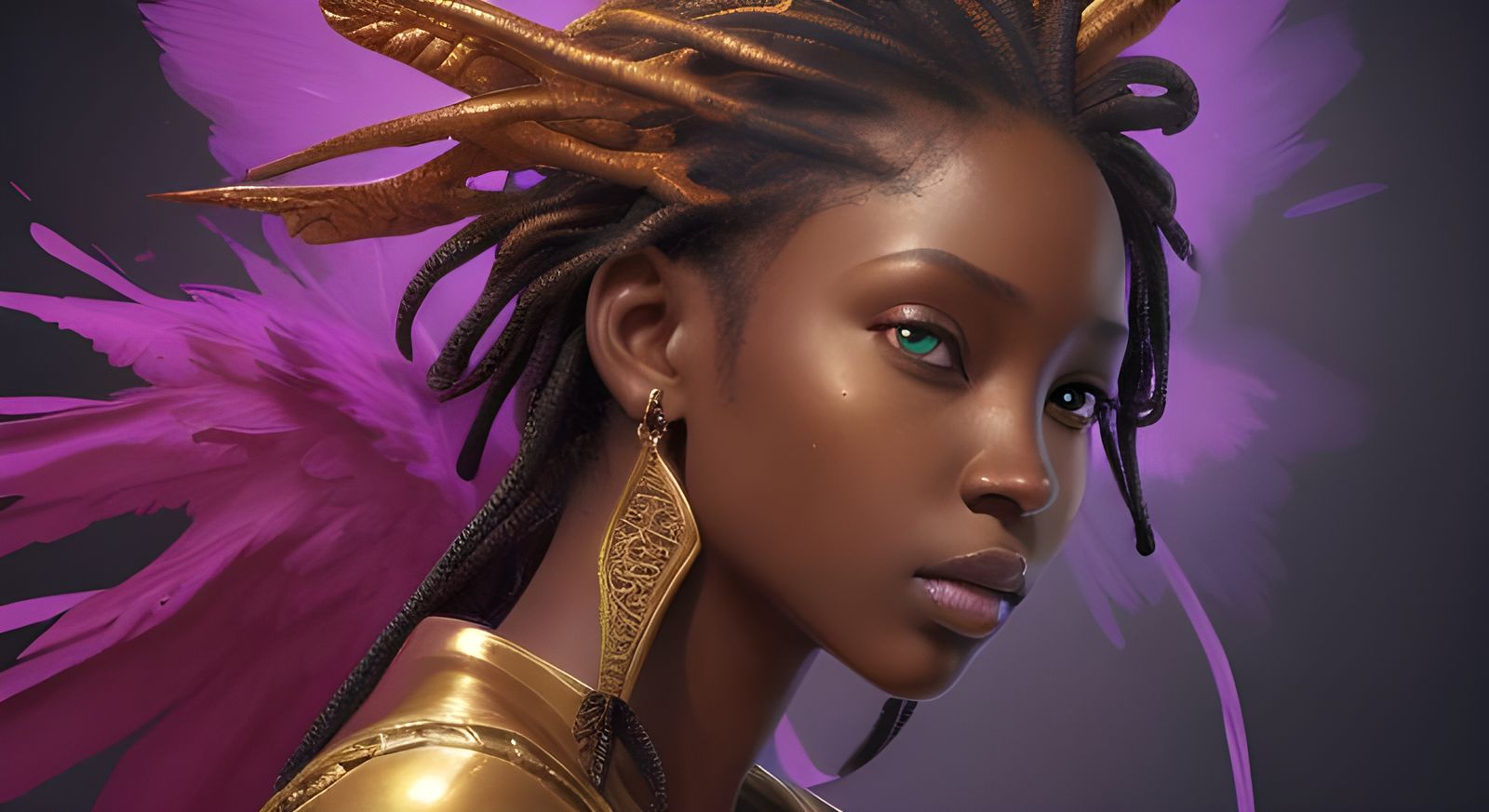 Hyperrealistic African Angel in Splash Art Style