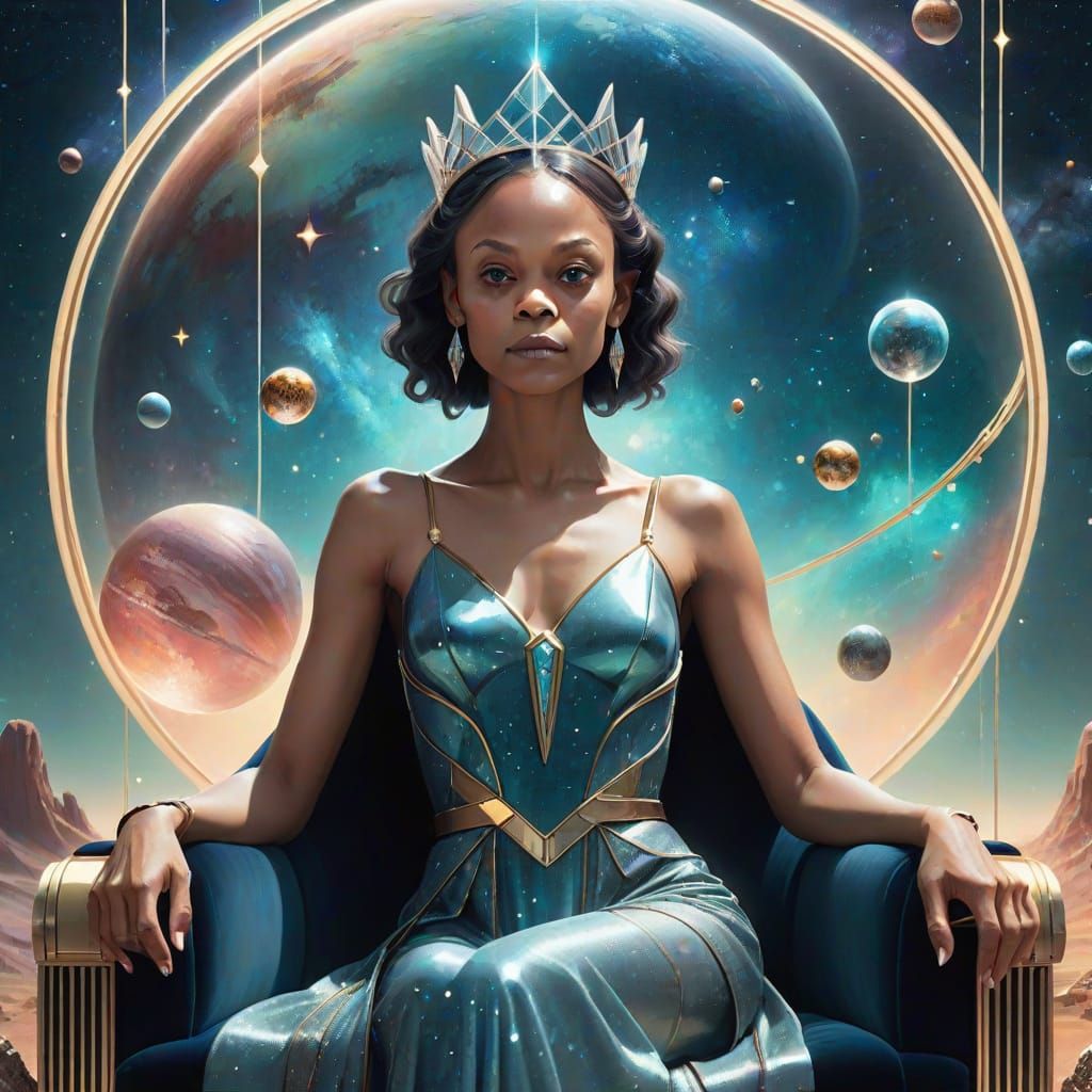 Galactic Princess in Regal Art Deco Splendor