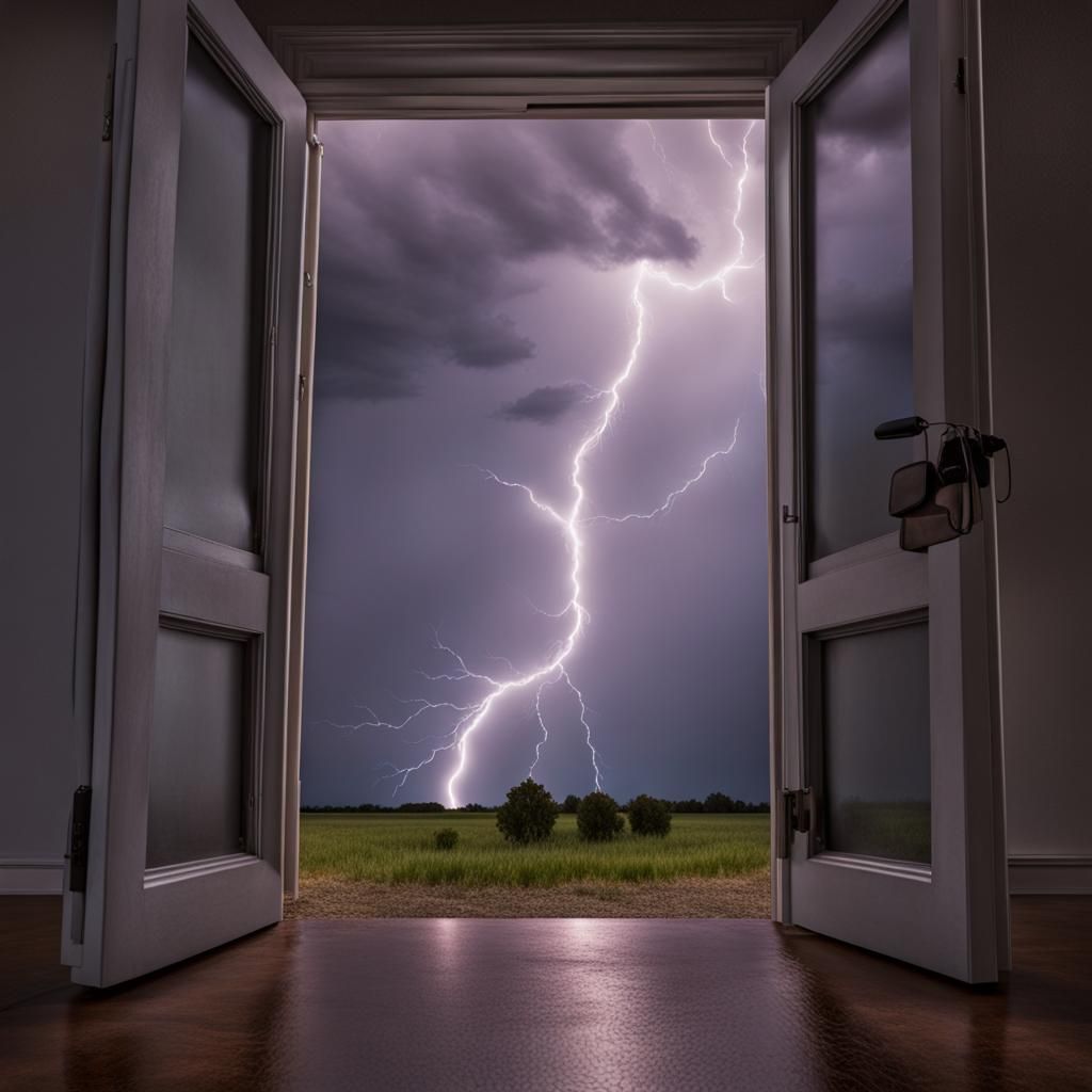 Thunderstorm outside the front door