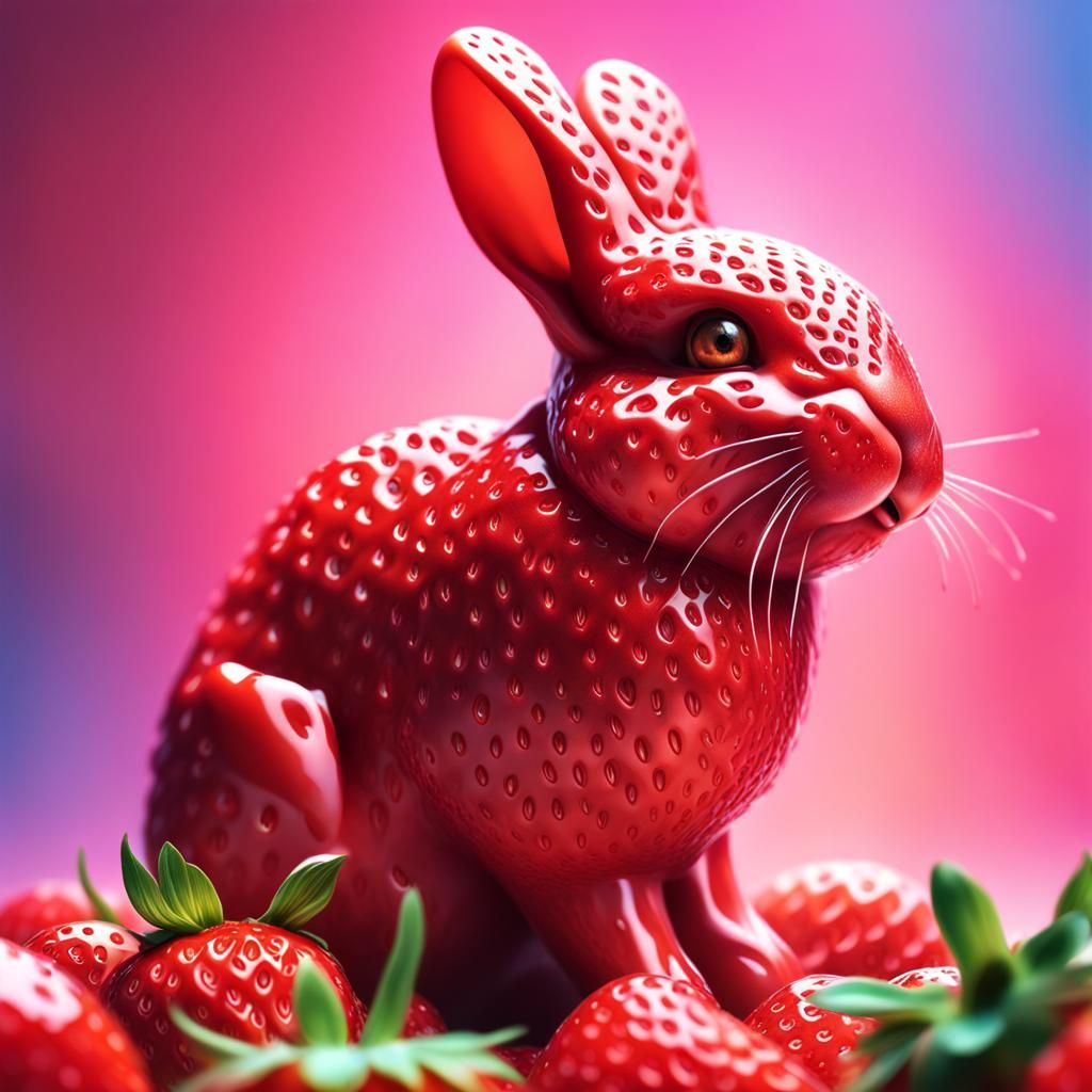 Hyperrealistic Strawberry Bunny Splash Art