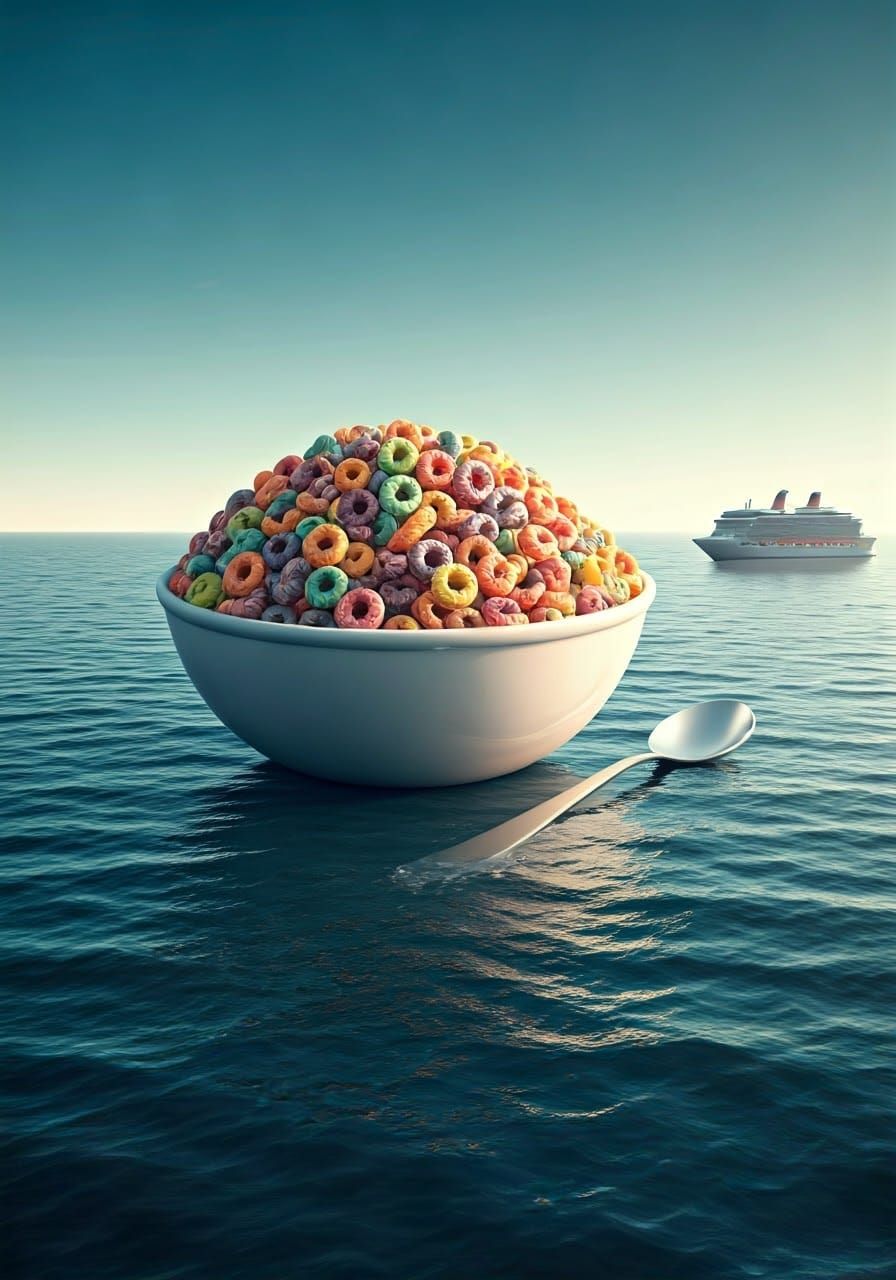 Giant Fruit Loops Bowl on the Ocean