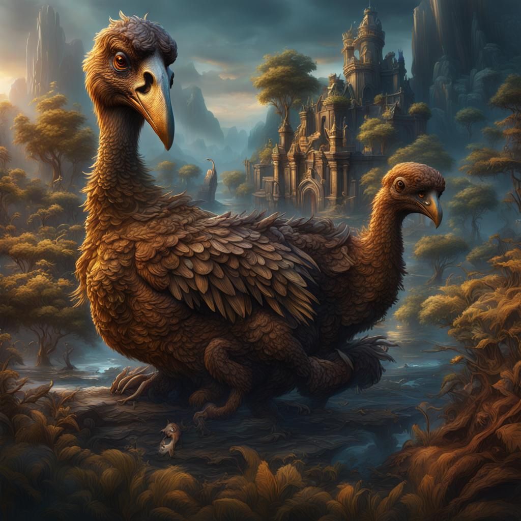 Detailed Dodo Matte Painting in Deep Color