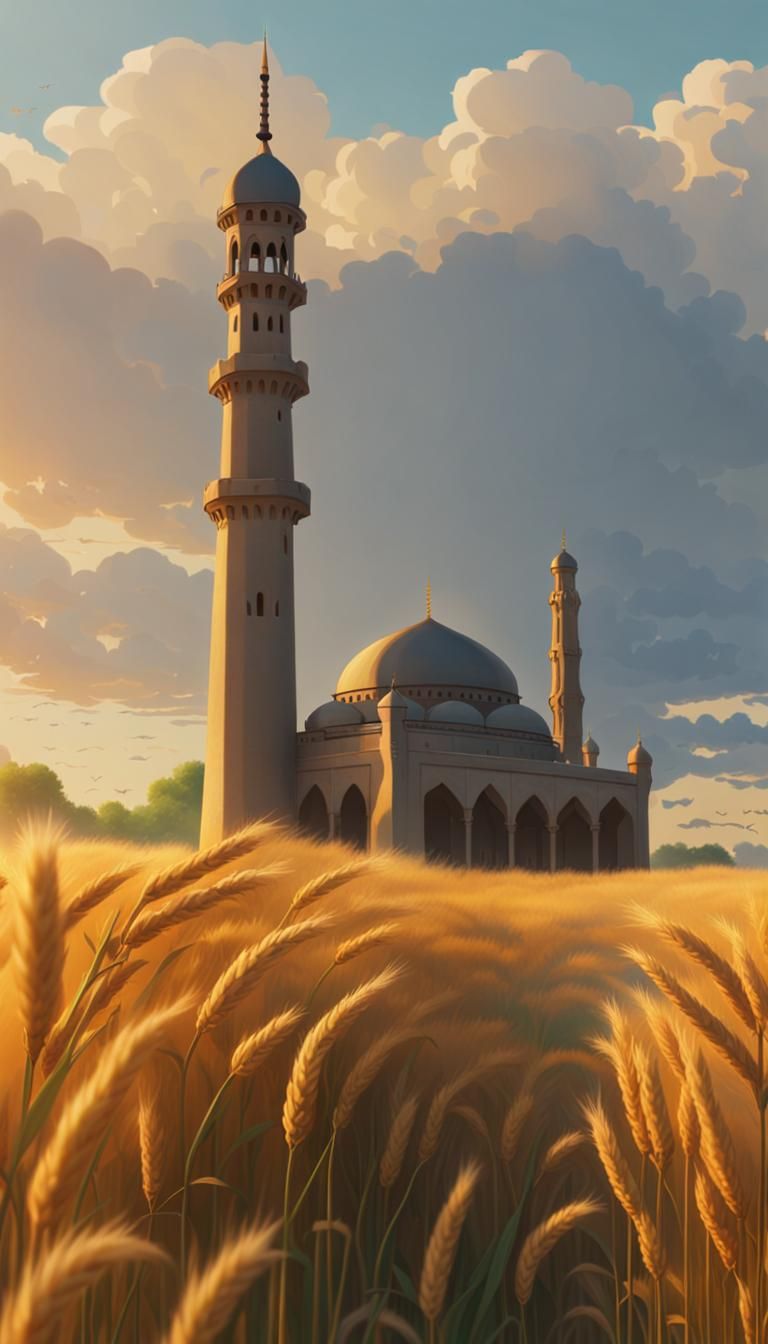 masjid in a field of wheat