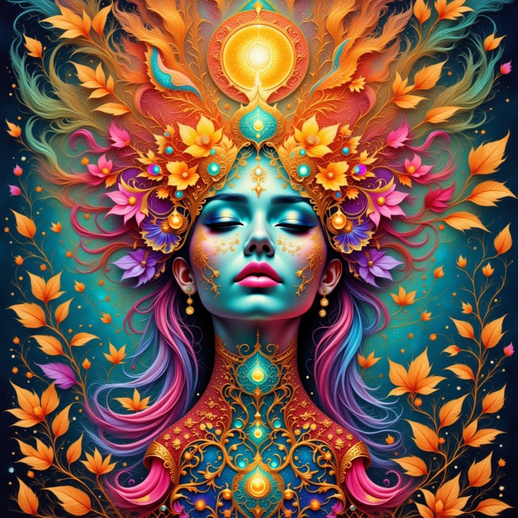 Vibrant Vector Oil Painting of Auspicious Energy